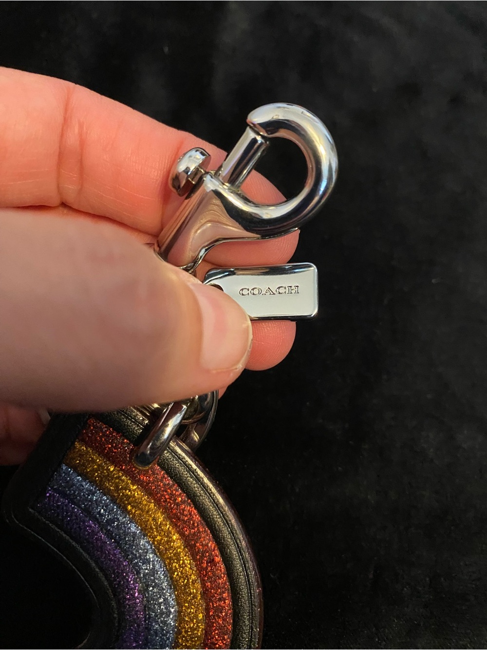 Coach Glitter Rainbow Leather Keychain Fob bag charm - Picture 2 of 6